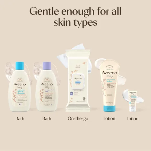 Miniatura 6 de Aveeno Baby Welcome Little One - Set de regalo para el cuidado de la piel con gel corporal nutritivo y champú, lavado de baño relajante, toallitas