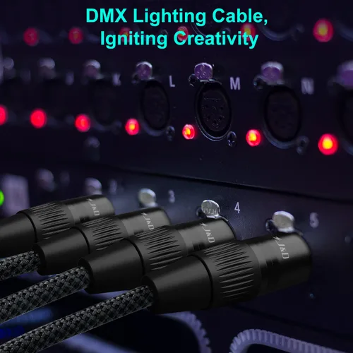 Miniatura 4 de J&D Cable XLR DMX de 5 pines, DMX512 XLR de 5 pines macho a hembra, conectores chapados en plata y trenza de nailon azul, 5 pies