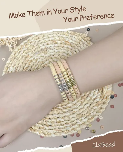 Miniatura 3 de Kit de Fabricación de Pulseras ClaBead 3200 Piezas, Kit de Pulseras de Cuentas de Arcilla con Cuentas de Oro y Cuentas de Plata (Tono Tierra)