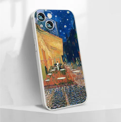 Miniatura 3 de Funda para iPhone 13, famosa funda de teléfono artístico, terraza de café por la noche por Vincent Van Gogh, protección de cuerpo completo de TPU