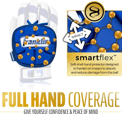 Miniatura 5 de Franklin Sports Guantes de Mano de Béisbol - Serie PRT LT Adulto - Escudo Protector de Mano para Bateadores Diestros y Zurdos Real