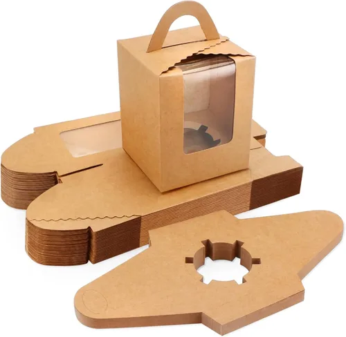 Miniatura 17 de EUSOAR Cajas individuales para cupcakes, 25 recipientes individuales de 3.6 x 3.6 x 4.3 pulgadas, cajas de regalo para magdalenas con asa para Rosa