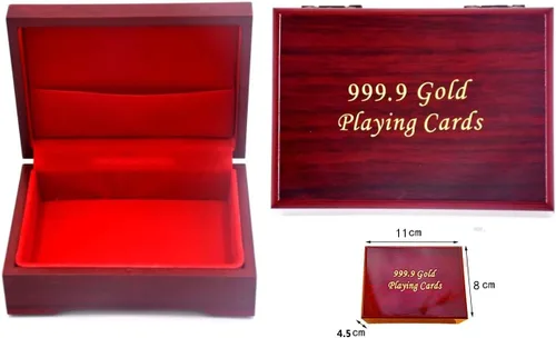 Miniatura 2 de Cartas de póquer de lujo de lámina de oro de 24 quilates con caja de madera, tarjetas impermeables para fiesta, camping, regalo de cumpleaños y Caja