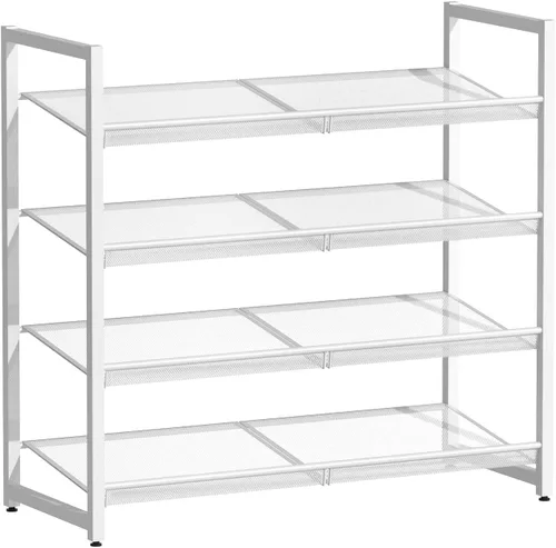 Miniatura 15 de Zapatero de metal para armario, entrada, organizador de zapatos de 4 niveles, estantes planos o angulares ajustables, capacidad para hasta 20 pares