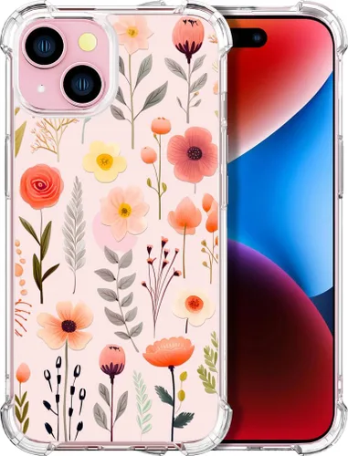 Miniatura 58 de Compatible con iPhone 14, funda transparente y bonita para mujeres y niñas, diseño floral, diseño floral femenino, funda para teléfono 14