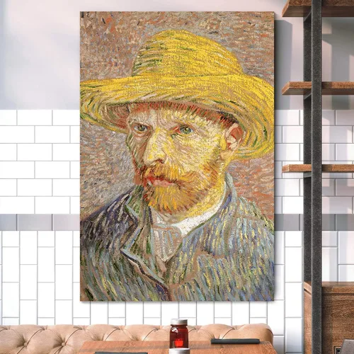 Pintura por números para adultos y niños - Autorretrato con un sombrero de paja Pintura por Vincent Van Gogh - Pintura digital de bricolaje por