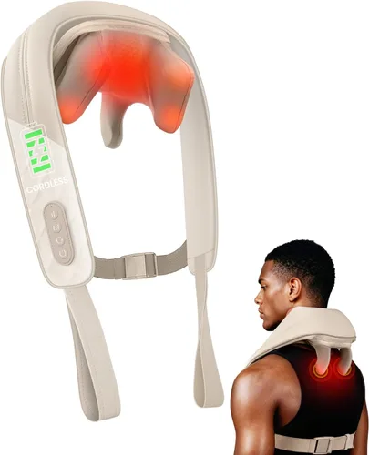 Miniatura 12 de Snailax Masajeador de cuello inalámbrico con calor para aliviar el dolor, tejido profundo, amasado 4D, masajeador recargable de cuello Shiatsu