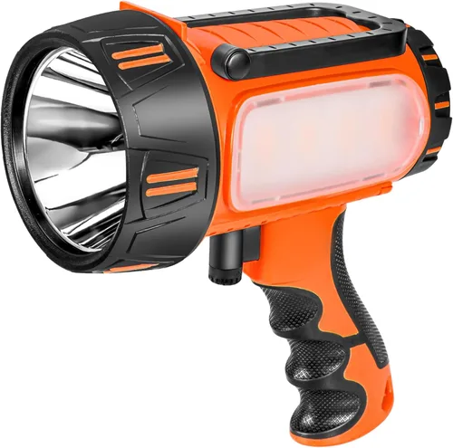 Miniatura 8 de Foco Recargable Súper Brillante de Mano, Linterna LED Recargable Táctica de Búsqueda con Salida USB, 6 Modos de Luz, Luz de Camping (Gris)