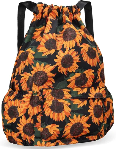 Miniatura 8 de Mochila con cordón para mujer, bolsa de gimnasio con cordón, resistente al agua, pequeña bolsa de cincha