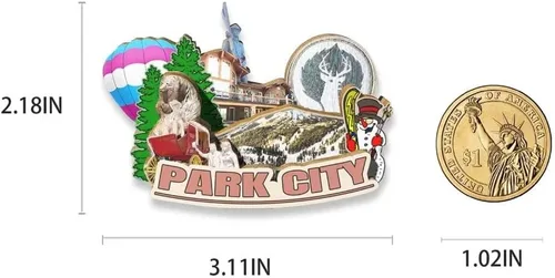 Miniatura 3 de USA Park City - Imán para nevera con imán de madera 3D, monumentos coleccionables para viajes, decoración hecha a mano