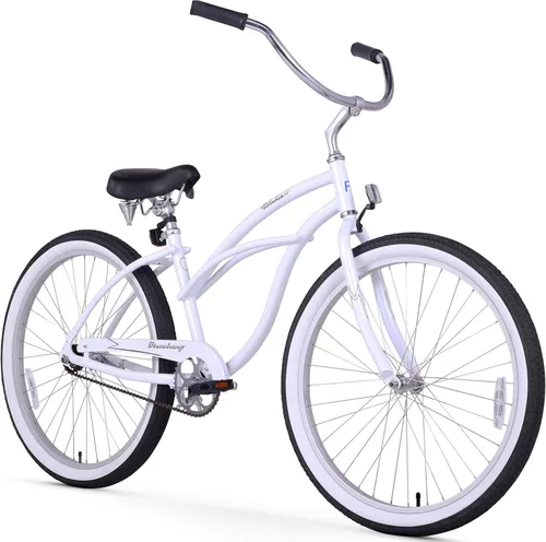 Miniatura 25 de Sixthreezero Urban Lady Beach Cruiser - Bicicleta híbrida de 3 velocidades para mujer Verde militar con llantas rosadas con asiento negro/puños