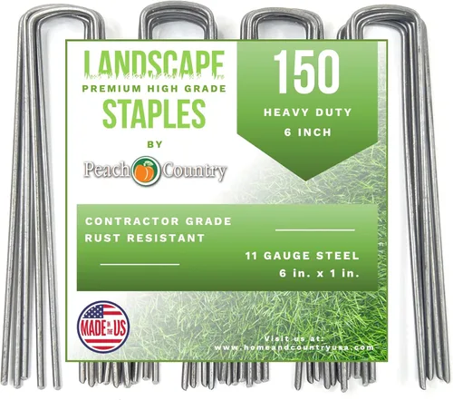 Miniatura 13 de Peach Country Estacas de jardín galvanizadas grapas de paisaje: estaca de césped y valla de 6 pulgadas - Suministros de jardinería resistentes a