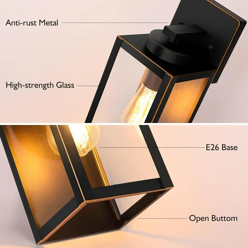 Miniatura 6 de BesLowe Lámparas de pared para exteriores, faroles de pared impermeables exteriores, apliques de bronce para porche, iluminación montada en la pared