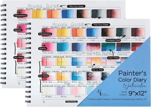 Miniatura 8 de HG Art Concepts Painters - Agenda de colores – 9 x 12, 140 libras, libro de muestras de color sin ácidos con 10 páginas para acuarela y medios