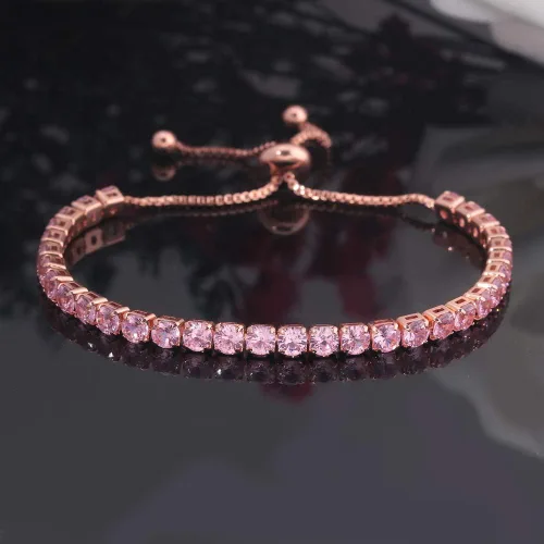 Miniatura 5 de CiNily Pulseras de tenis ajustables para mujeres, adolescentes y niñas, pulsera de circonita cúbica arcoíris chapada en oro blanco de 14 quilates