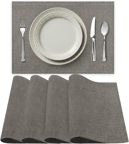 Miniatura 12 de Italy - Manteles individuales de tela prémium (juego de 4) manteles individuales 100% algodón, color gris carbón, 20 x 14 pulgadas, tela tejida