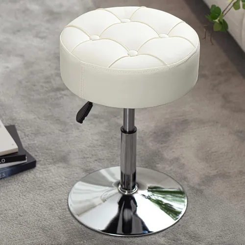 Miniatura 9 de Taburete de tocador ajustable con espuma de alta densidad y base de metal, silla giratoria de maquillaje, taburete de maquillaje pequeño