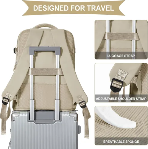Miniatura 6 de coowoz Mochila grande de viaje para mujeres y hombres, mochila de transporte, mochila para senderismo impermeable para deportes al aire libre, Caqui