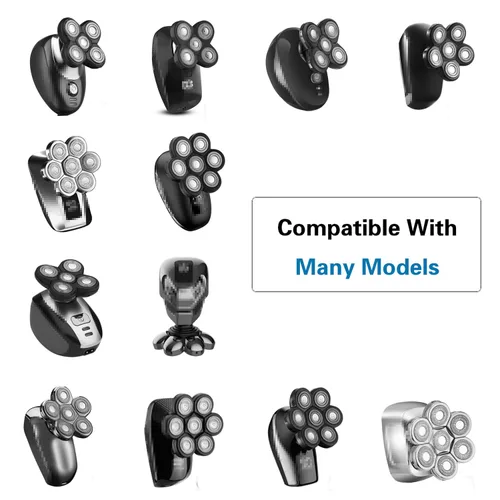 Miniatura 3 de Cabezal de repuesto para afeitadora eléctrica, 8 cabezales para hombres calvos, compatible con húmedo y seco, impermeable, 8D black3