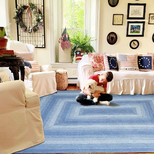 Miniatura 41 de Homespice Alfombras de Área Ovaladas Trenzadas de Yute Denim Azul de 8x10 pies para Sala de Estar, Dormitorio y Comedor. Apto para Mascotas. Estilos