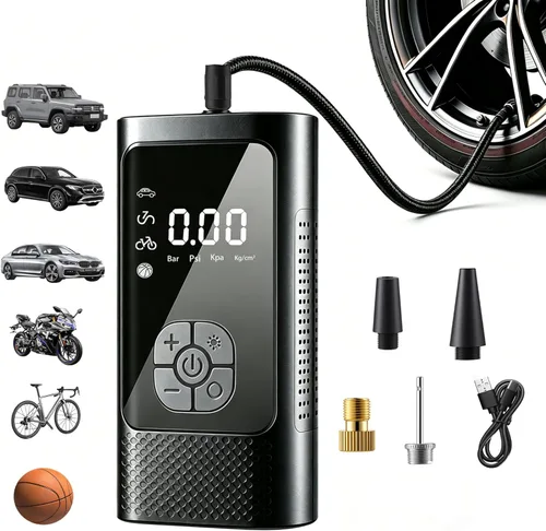 Inflador de neumáticos inalámbrico, bomba de aire portátil, accesorios para automóvil y motocicleta, doble bomba, inflado rápido de 1 s, 150 PSI,