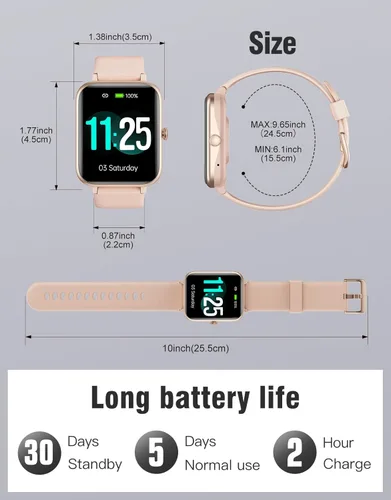 Miniatura 6 de Rastreador de fitness, relojes inteligentes para mujeres y hombres (Hacer/Atender llamadas), reloj inteligente de 1.85" para iPhone/teléfonos