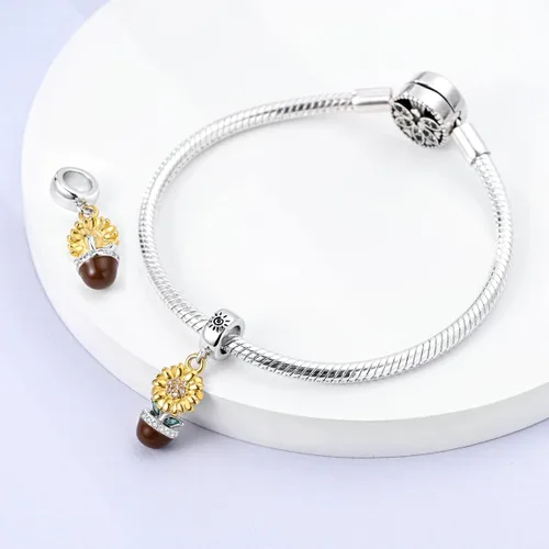 Miniatura 138 de MULA - Dijes de plata de ley 925 para pulseras y collares, colgantes de letras para la familia, cuentas de viaje en avión, dijes de árbol