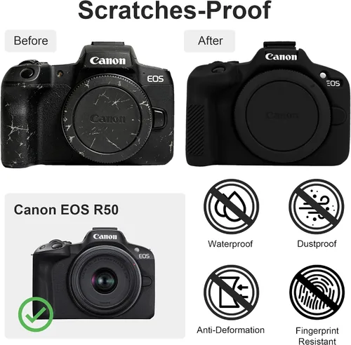 Miniatura 3 de Leayjeen Funda protectora de silicona compatible con cámara Canon EOSR50, carcasa protectora de silicona suave para cámara R50, con cubierta