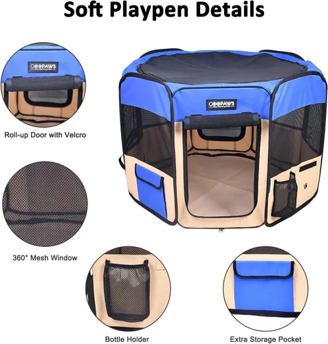 Miniatura 2 de JESPET - Parque de juegos para perros de 36 pulgadas, 45 pulgadas y 61 pulgadas portátil para perros con bolsa de transporte para cachorros, gatos