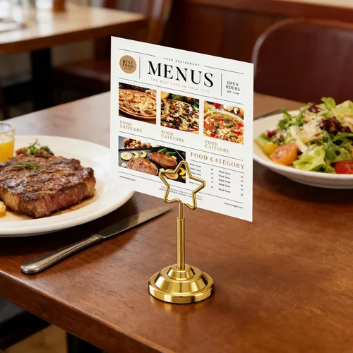 Miniatura 8 de Urban Deco 16 tarjeteros de mesa de acero de 4 pulgadas para fotos, letreros de comida, notas de notas, bodas, restaurantes, cumpleaños