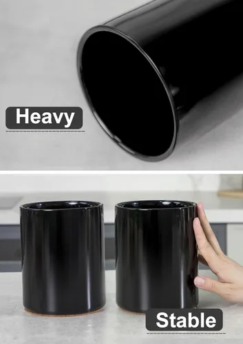 Miniatura 4 de Nucookery Soporte para Utensilios, Soporte para Utensilios de Cocina de Cerámica de 6.4", con Fondo de Corcho de Protección para Encimera, Negro