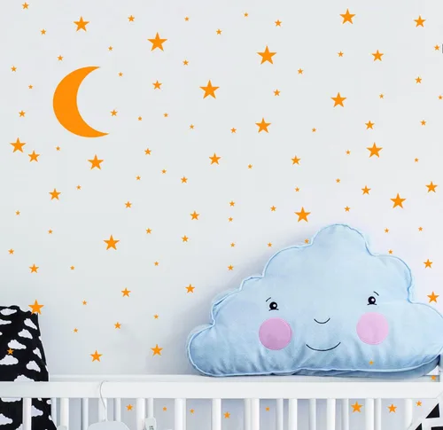 Miniatura 14 de Vinilo adhesivo de pared con diseño de luna y estrellas para niños y niñas, decoración de habitación de bebé, decoración de pared para el hogar