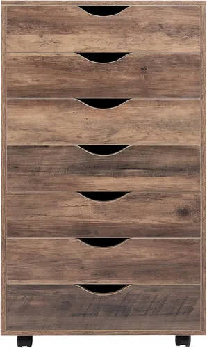 Miniatura 15 de Cajón de 5 cajones con gabinete de 2 estantes, negro, almacenamiento inteligente, perfilado con divisores ajustables, ruedas con cerradura