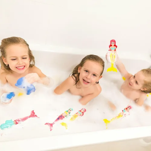 Miniatura 4 de CHENGU Paquete de 6 muñecas de sirena de 5.5 pulgadas, juguetes de piscina de sirena, juguetes de buceo en agua en varios colores de plástico