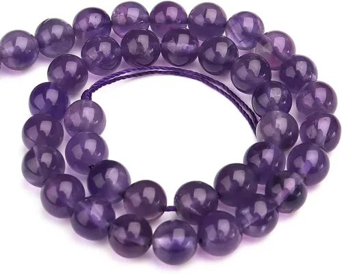 Miniatura 3 de Cuentas de Cristal de Amatista Natural de 8mm Morado Pulidas Redondas Suaves Piedras Preciosas Curativas para Hacer Joyas 15 Pulgadas