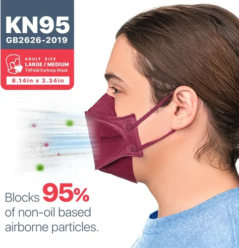Miniatura 5 de BNX - Paquete de 20 mascarillas KN95, mascarilla desechable de partículas KN95 fabricada en Estados Unidos, estilo tri-fold cup/fish