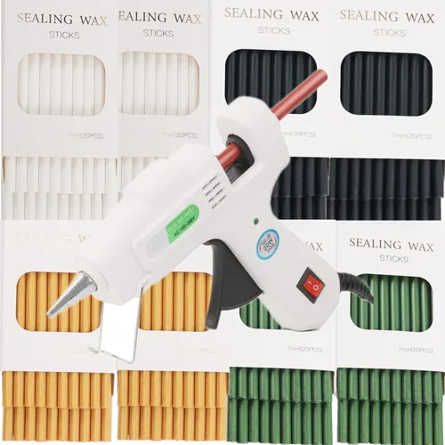 Miniatura 2 de 20 varillas de sellado de cera negra con pistola de pegamento de 0.28 pulgadas, juego de varillas de cera para pistola de pegamento, ideal