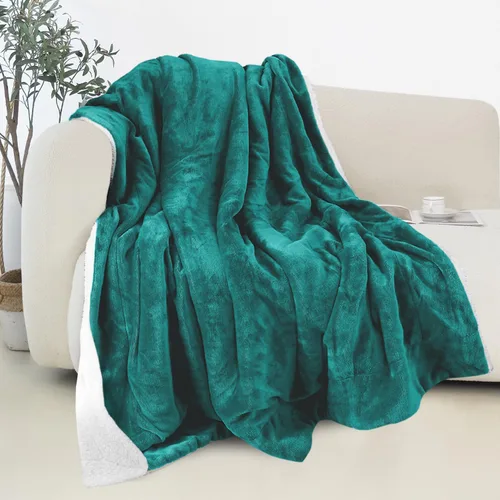 Miniatura 16 de Elegant Comfort - Manta reversible y ultra suave de franela con forro polar - Manta de sherpa navideña de invierno - Ligera, suave y acogedora