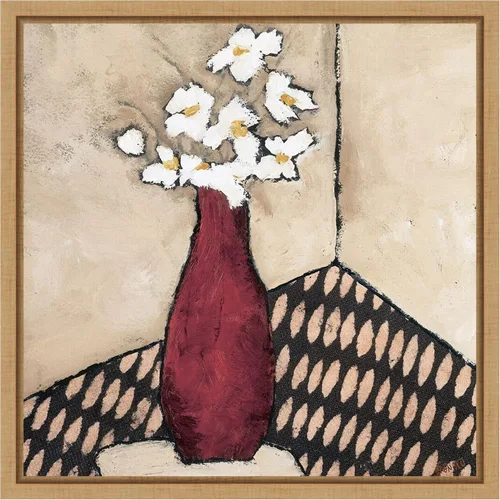 Miniatura 12 de Amanti Art Lienzo enmarcado para pared, florero rojo retro de 16 x 16 pulgadas, por Judi Bagnato, lienzo enmarcado para pared, obras de arte