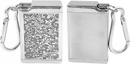 Miniatura 2 de Hourwof Cenicero portátil de metal con tapa, cenicero de bolsillo al aire libre para cigarrillos, lindas bandejas de ceniza de viaje con llavero