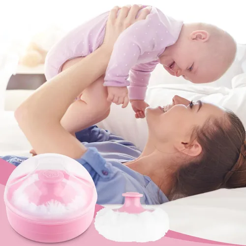 Miniatura 5 de WLLHYF Soplo cosmético para el cuerpo del bebé, cara grande y esponjosa, suave con estuche contenedor para bebé, niño, adulto, baño, viajes (rosa)