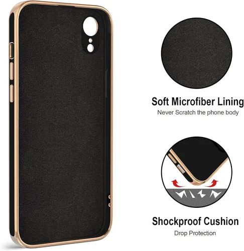 Miniatura 3 de Hython Funda para iPhone XR con soporte de anillo [soporte de anillo giratorio de 360° con soporte magnético] chapado en oro rosa brillante borde