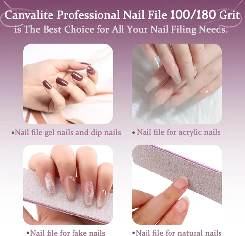 Miniatura 5 de HeeYaa Lima de uñas, 12 unidades, profesional, reutilizable, grano 100/180, de doble cara, lavable, herramientas de manicura para extensión de uñas