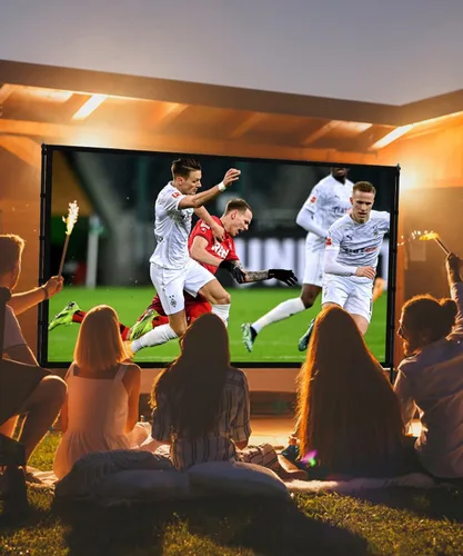 Miniatura 3 de STWUI Pantalla de proyector con soporte, pantalla de proyector para exteriores de 100 pulgadas, pantallas de proyector portátiles 16:9 4K HD