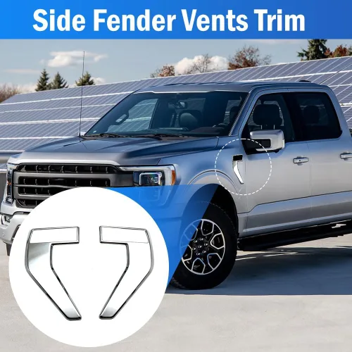 Miniatura 2 de Cubierta de ventilación lateral del guardabarros delantero del automóvil, compatible con Ford F150 F-150 2021-2022, fibra de carbono ABS negra