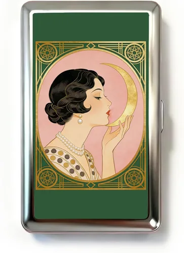Vintage Art Deco - Funda versátil para tarjetas y efectivo, cartera delgada de metal para mujeres y hombres, tarjetas de visita de identificación de