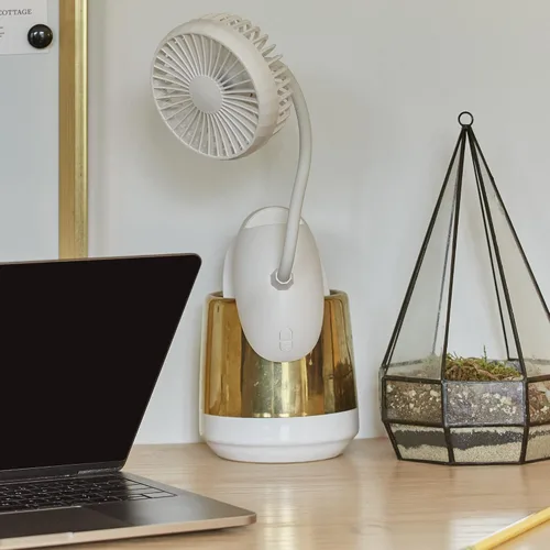 Miniatura 9 de O2COOL Ventilador de clip de batería USB recargable de 5 pulgadas, ventilador ajustable con 3 velocidades, cuello ajustable, cuello de cisne largo