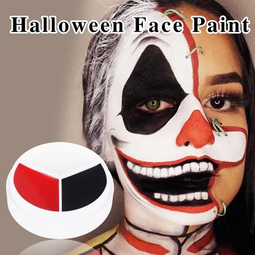 Miniatura 2 de Rueda de maquillaje de payaso, pintura corporal de payaso, blanco, negro y rojo, pintura facial mezclable en crema para góticos, bromista, zombi