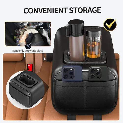 Miniatura 6 de Reposabrazos Trasero para Asiento de Coche 2 Filas Caja de Consola con Portavasos Universal Apoyabrazos para Asiento Trasero Caja de Consola