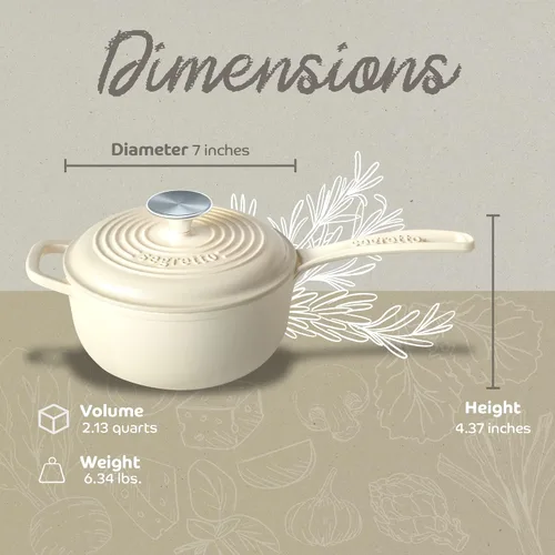 Miniatura 2 de Sartén pequeña con tapa, olla Bianco Perla de 2.13 cuartos de galón (blanquecino), olla pequeña con mango auxiliar Stay Cool y tapa de ajuste